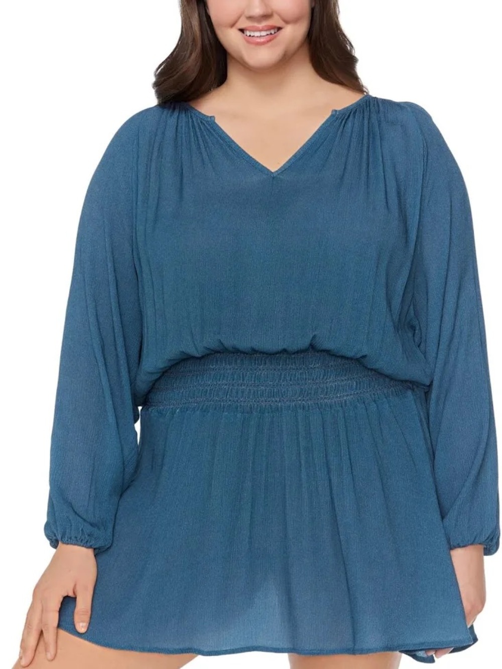Raisins Teal Blue V-Neck Swim Coverup